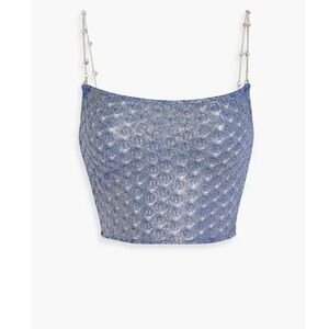 Missoni Blue Metallic Knit Cropped Tank